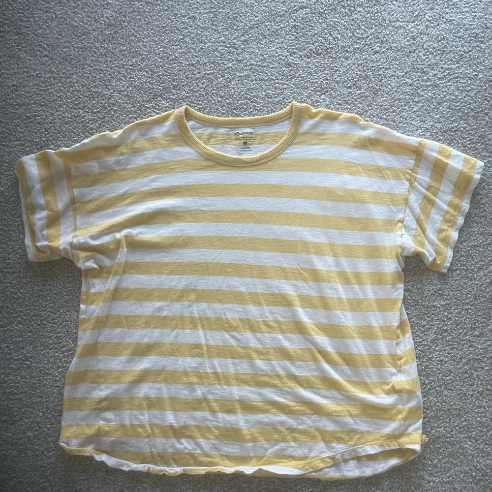 Madewell Yellow & White Striped Short Sleeve Tee
